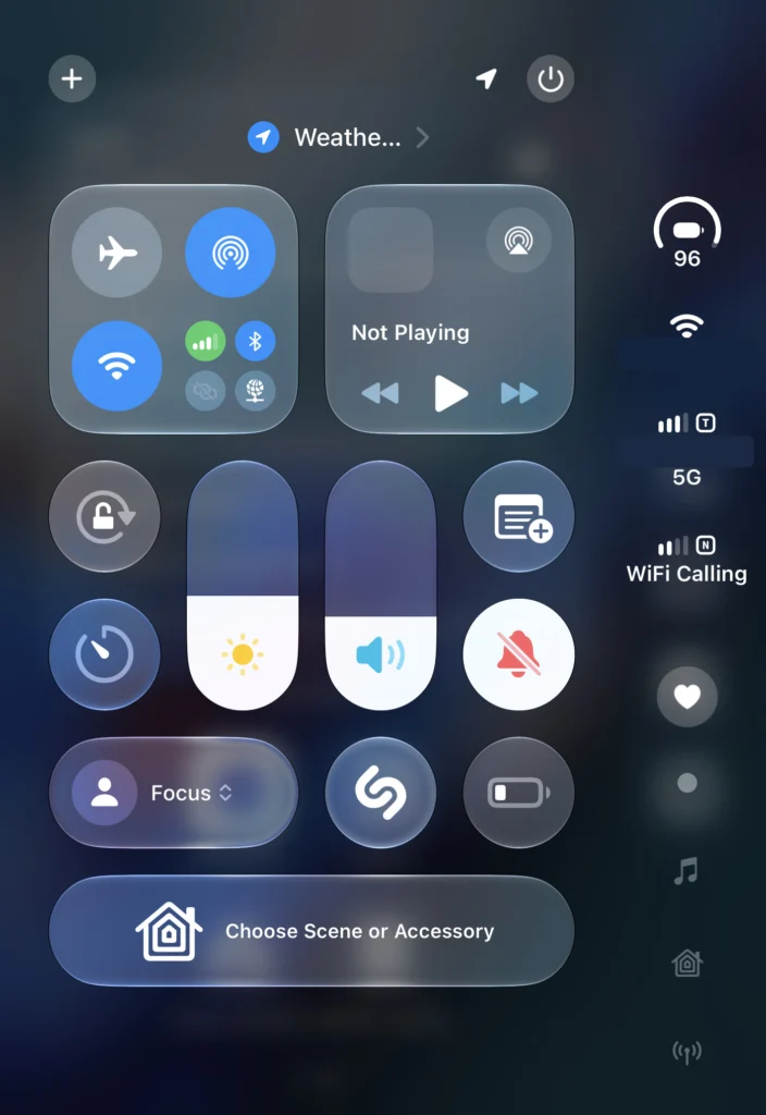 Control Center on the closed iPhone Duo