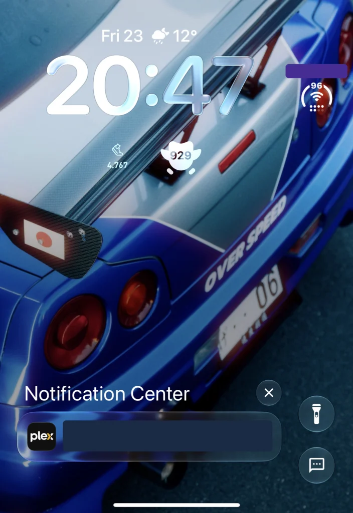 iPhone Duo Lock Screen with a Plex notification