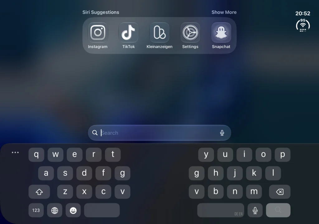 Unfolded iPhone Duo in landscape with the split keyboard
