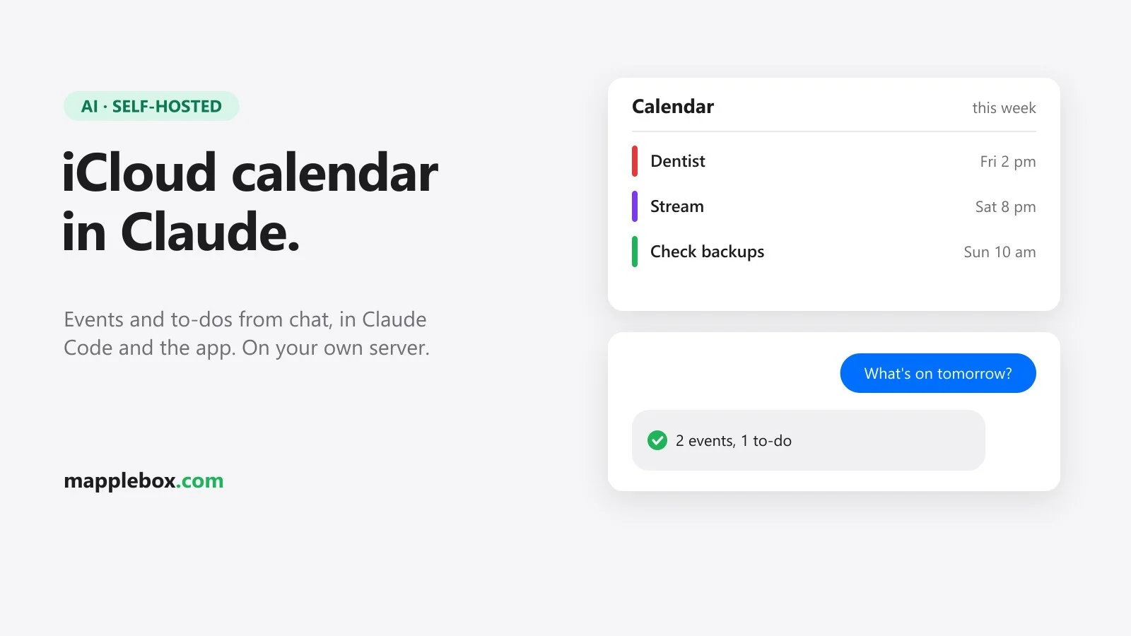 iCloud calendar in Claude: a self-hosted MCP server for Claude Code and the Claude app