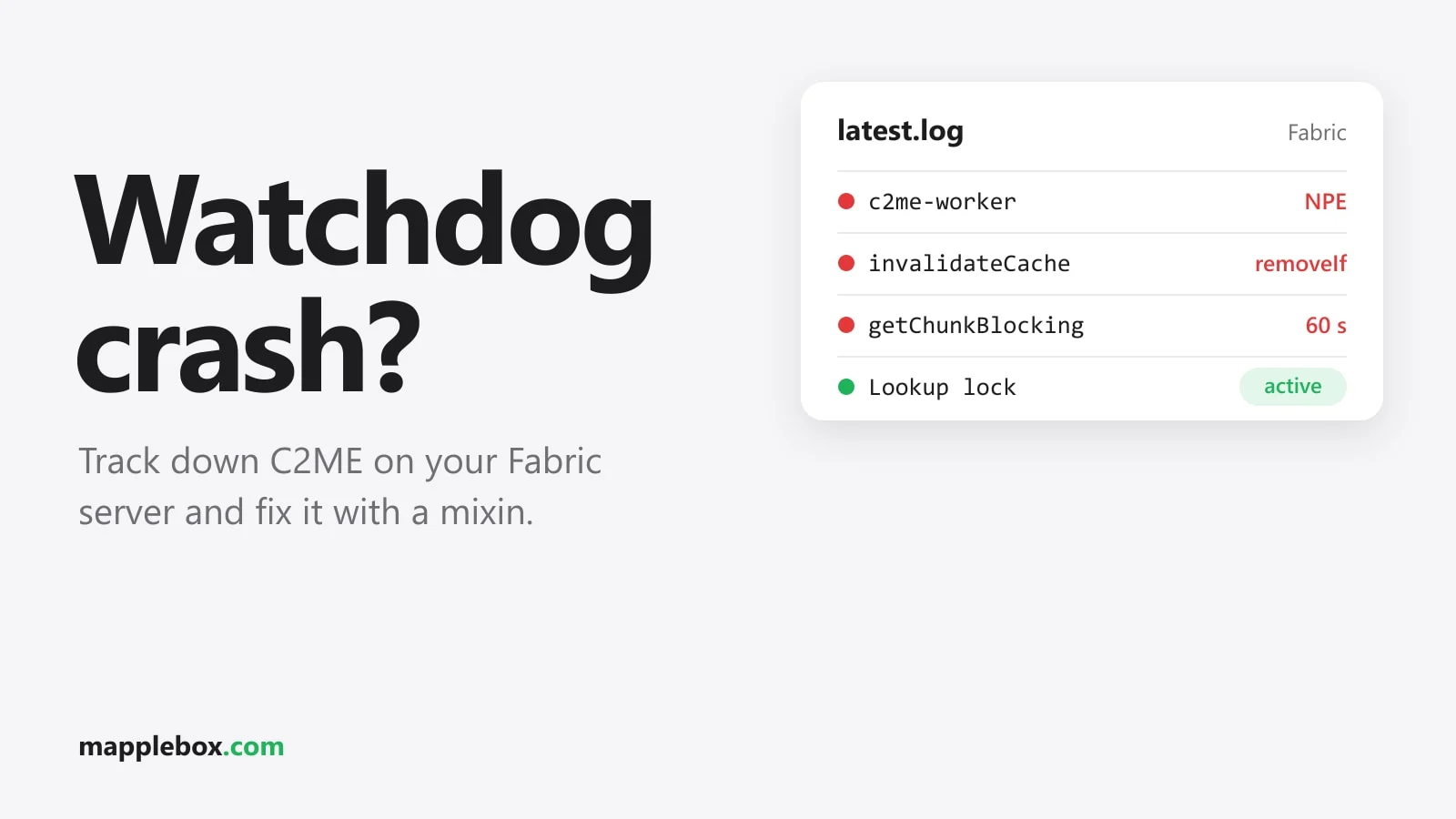 C2ME Watchdog Crash on Fabric: Find It and Fix It with a Mixin